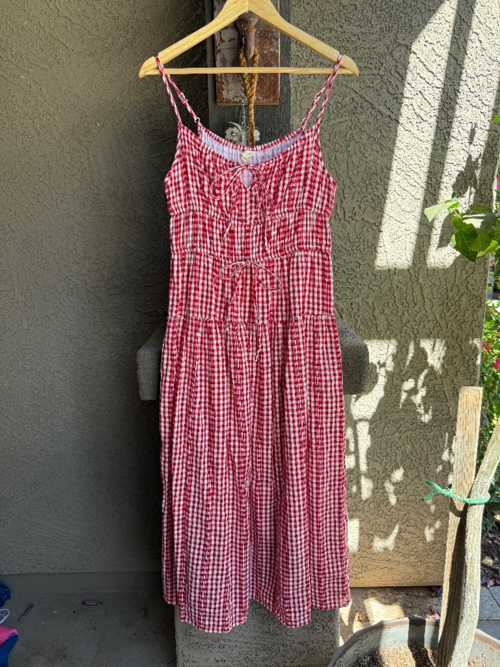 Sim & Sam Gingham Cottagecore Midi Dress Lined XL Empire Waist Picnic Pockets